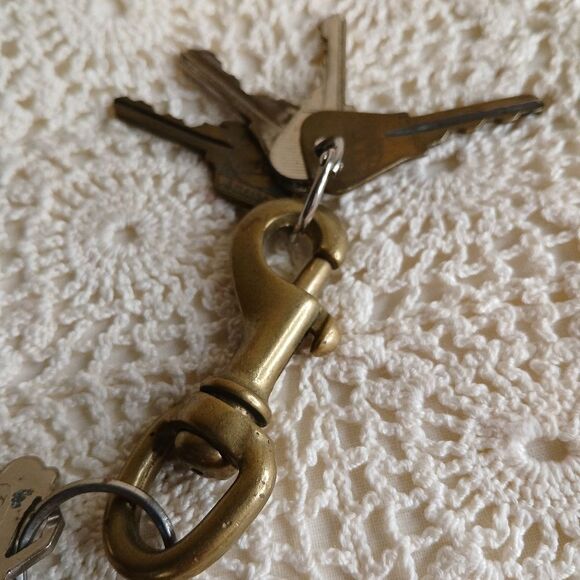 Vintage 3" Solid Brass Heavy Swivel Lobster Hook Spring Clasp with KEYS - Picture 2 of 11
